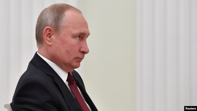 俄罗斯总统普京在克里姆林宫参加会议。(2019年2月20日)