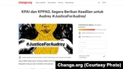 Petisi Change.org terkait Audrey telah ditandatangani lebih 1,7 juta kali.