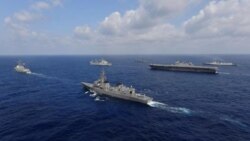 Tàu của Hải quân Mỹ, Ấn độ, Nhật Bản và Philippine trên biển. Ảnh chụp ngày 9/5/2020 do Lực lượng Tự vệ Hàng Hải Nhật Bản cung cấp.