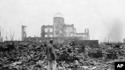 1945年發布的圖片顯示日本廣島遭受原子彈爆炸後面貌。
