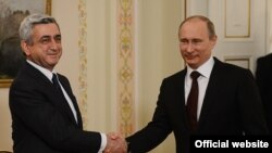 Հայաստանի նախագահ Սարգսյանի հանդիպումը Ռուսաստանի իր գործընկեր Վլադիմիր Պուտինի հետ (արխիվային լուսանկար)