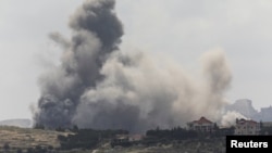 تصویری از حمله روز شنبه اسرائیل به مرجعیون در جنوب لبنان