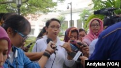 Menlu Retno Marsudi di Istana Kepresidenan Jakarta, Kamis 12 Maret 2015 (Foto: VOA/Andylala).