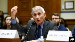 Dr. Anthony Fauci, director of the National Institute of Allergy and Infectious Diseases, testifies before a House Oversight Committee hearing on preparedness for and response to the coronavirus outbreak on Capitol Hill in Washington, Wednesday,…