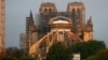 A view shows the restoration work at Notre Dame Cathedral, which was damaged in a devastating fire almost one year ago, in Paris, France, April 7, 2020. 