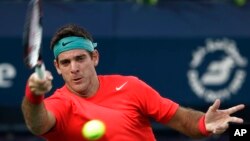 Juan Martin Del Potro lors d'un match pendant un tournoi à Dubai, Emirats Arabes Unis le 25 février 2014