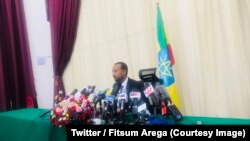 Le Premier ministre éthiopien, Abiy Ahmed, lors de sa première conférence de presse, à Addis Abeba, Ethiopie, 25 août 2018. (Twitter/ Fitsum Arega) 