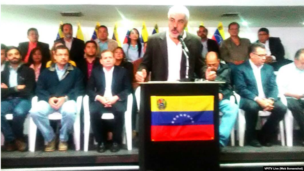 Ángel Oropeza, anuncia que la Unidad "no participará en elecciones fraudulentas" de Venezuela "a menos que hayan condiciones".
