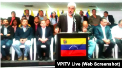 ARCHIVO-Ángel Oropeza, anuncia que la MUD "no participará en elecciones fraudulentas" de Venezuela "a menos que haya condiciones". 2/21/18.