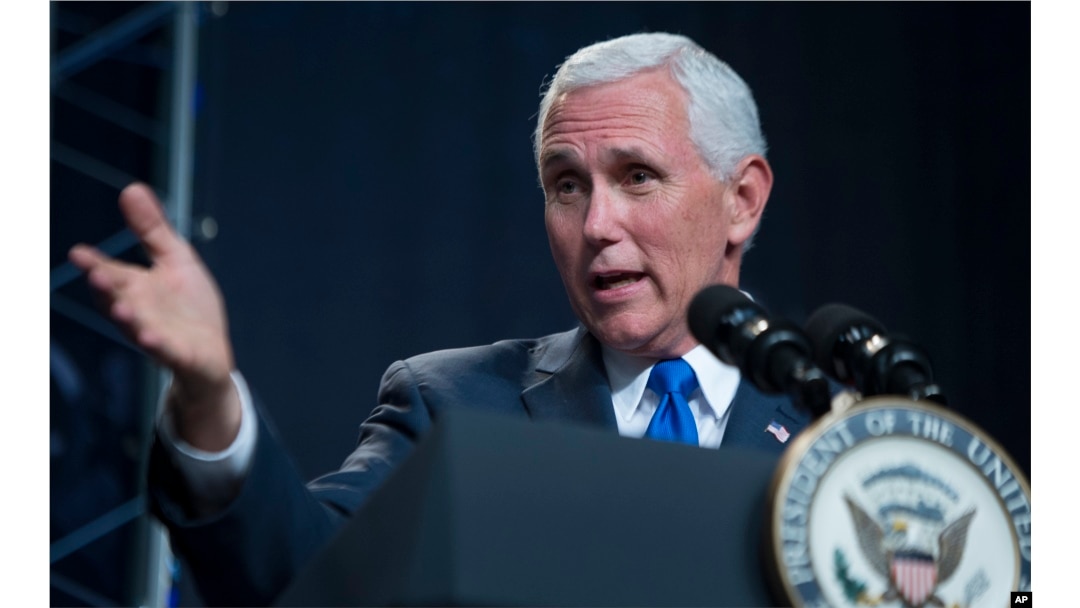 Vice President Mike Pence delivers remarks during an event where NASA introduced 12 new astronaut candidates, June 7, 2017, at the Johnson Space Center in Houston, Texas. NASA chose selected seven men and five women who could one day fly aboard the nation's next generation of spacecraft.