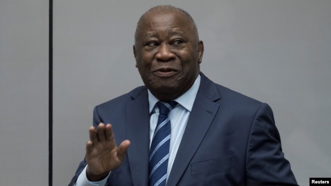 Former Ivory Coast President Laurent Gbagbo appears before the International Criminal Court in The Hague, Netherlands, Jan. 15, 2019.