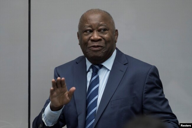 FILE - Former Ivory Coast President Laurent Gbagbo appears before the International Criminal Court in The Hague, Netherlands, Jan. 15, 2019.