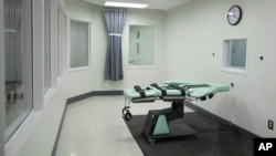 FILE - The death chamber of the new lethal injection facility at San Quentin State Prison in San Quentin, Calif., Sept. 21, 2010.