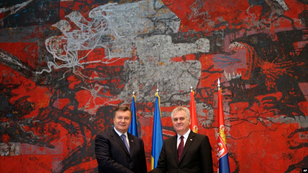 Predsednici Ukrajine i Srbije, Viktor Janukovič i Tomislav Nikolić, tokom samita u Beogradu, 6. jun 2013.