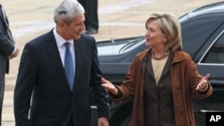 U.S. Secretary of State Hillary Clinton with Serbian President Boris Tadic.