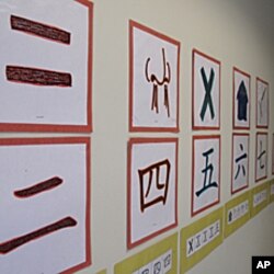 走廊贴着中文字的演变史