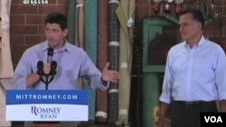 Paul Ryan (a esquerda) Mitt Romney (a direita) os dois candidatos as eleições presideniciais do Partido Republicano