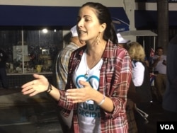 Rosa Maria Paya, daughter of Cuban political dissident Oswaldo Paya Sardiñas, attended Wednesday's rally in Miami. (VOA / G. Tobias)