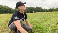 Veteran Megan Lukaszeski takes part in an archaeological dig at the site of the Second Battle of Saratoga, Sept. 9, 2021, in Stillwater, NY.
