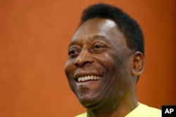 FILE - Brazilian soccer legend Pele in London, March 20, 2015.