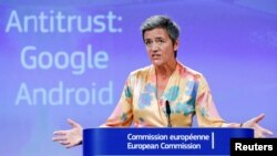 Komesarka Evropske unije za konkurentnost Margrete Vestager na konferenciji za novinare u Briselu (Foto: Reuters/Yves Herman)