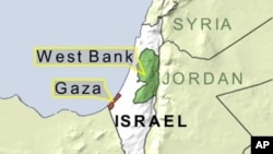 Map of Gaza, West Bank and Israel