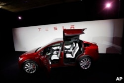 The Tesla Model X car is introduced at the company's headquarters in Fremont, California, Sept. 29, 2015.