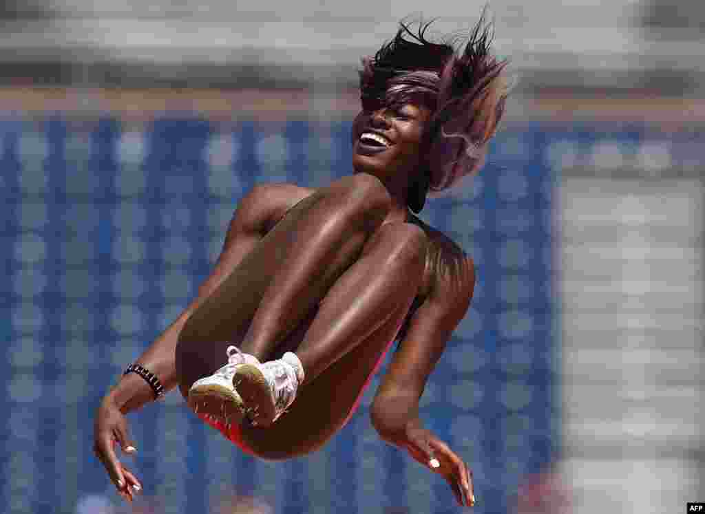 Priscilla Frederick of Antigua competes during the Women&#39;s High Jump Finals at the CIBC Athletics Stadium at the Toronto 2015 Pan American Games in Toronto, Canada.