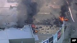 Australia Plane CrashThis image made from video shows the site of a plane crash at Essendon Airport in Melbourne, Australia, Feb. 21, 2017. 