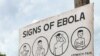 Cartaz distribuído na Libéria e na Serra Leoa, alertando as pessoas para os sinais de ébola