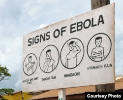 FILE - Sign displaying the symptoms of Ebola. AGI says leaders of Guinea, Liberia and Sierra Leone made critical decisions in effort to end Ebola. (Credit: AGI)