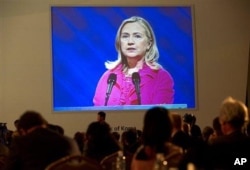 U.S. Secretary of State Hillary Rodham Clinton delivers the keynote address during the Fourth High Level Forum on Aid Effectiveness in Busan, South Korea.