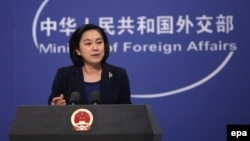 Phát ngôn viên Bộ Ngoại giao Trung Quốc Hoa Xuân Oánh trong một cuộc họp báo tại Bắc Kinh.