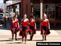 Saloon girls on Allen Street, Tombstone, Arizona