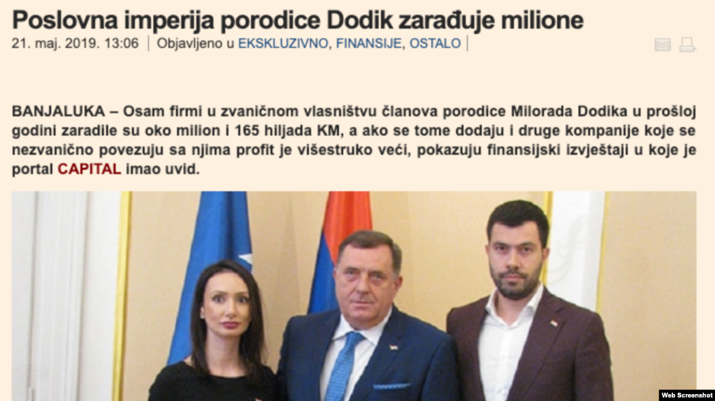 Screenshot članka na Capital.ba