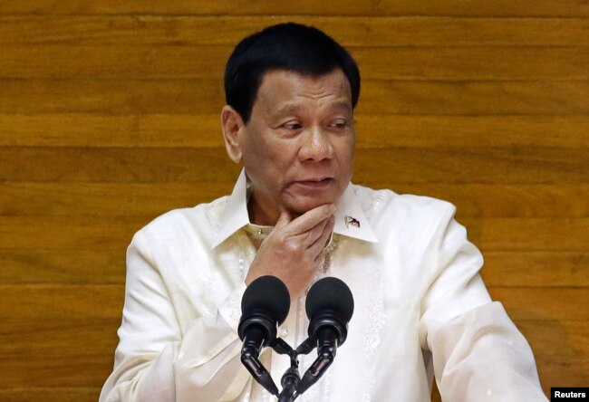 Philippine President Rodrigo Duterte delivers his State of the Nation address at the House of Representatives in Quezon city, Metro Manila, Philippines July 23, 2018.