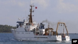 Seismic exploration vessel Piri Reis leaves from Urla port in the Aegean city of Izmir, western Turkey, September 23, 2011.