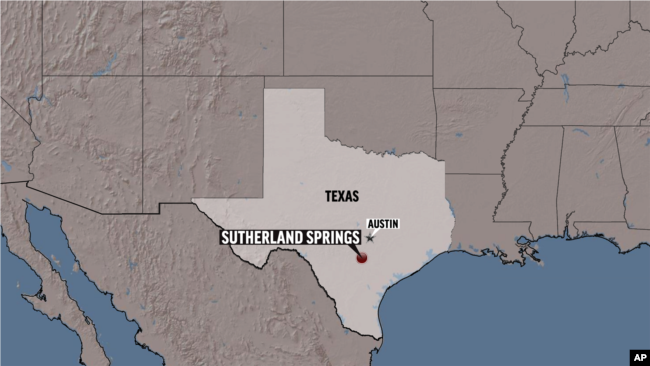 Sutherland Springs, Texas, nơi xảy ra vụ xả súng.