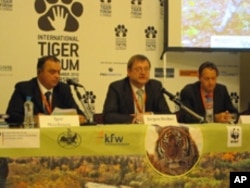 Germany's Deputy Minister of Germany's Federal Ministry of Environment Juergen Becker addressing the Tiger Summit in Moscow.