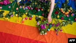 Le drapeau des LGBT utilisé pour représenter la communauté, le 2 juin 2017.