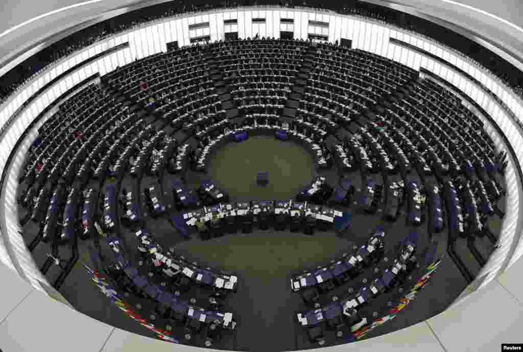 General view of the European Parliament as members attend a voting session in Strasbourg, France.