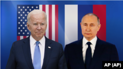 Foto kombinasi Presiden AS Joe Biden dan Presiden Rusia Vladimir Putin.