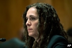 FILE - National Counterterrorism Center Director Christine Abizaid testifies before a Senate Homeland Security and Governmental Affairs Committee hearing to discuss security threats, September 21, 2021 on Capitol Hill.