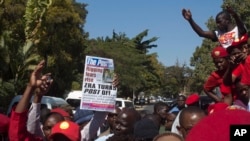 People protest the closure of The Post newspaper in Lusaka, Zambia, June 22, 2016. 