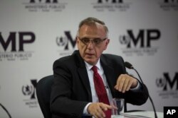 Ivan Velasquez, commissioner of the U.N. International Commission Against Impunity takes part in a news conference in Guatemala City, April 19, 2018.