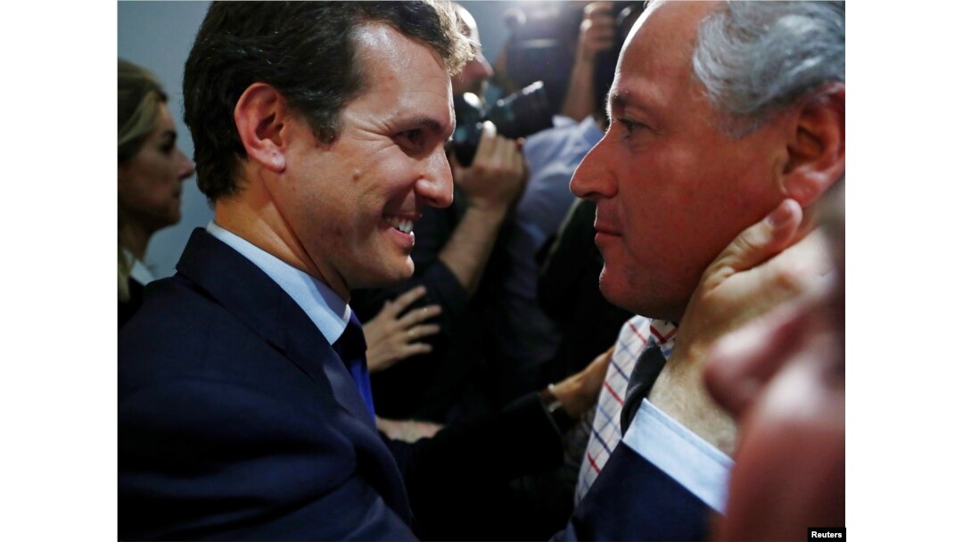 People's Party (PP) candidate Pablo Casado reacts after the counting of the votes in Spain's general election in Madrid, Spain, April 28, 2019.
