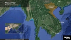 Map of Vietnam in 1968 shows the region under control by the Communist North.(VOA/Mark Sandeen)