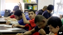 In a March 3, 2011 photo, students attend a Global History class at the Washington Heights Expeditionary Learning School, in New York. (AP Photo/Richard Drew)