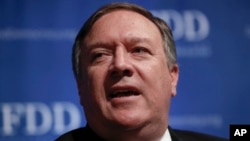 CIA Director Mike Pompeo speaks during the Foundation for Defense of Democracies (FDD) National Security Summit in Washington, Oct. 19, 2017.