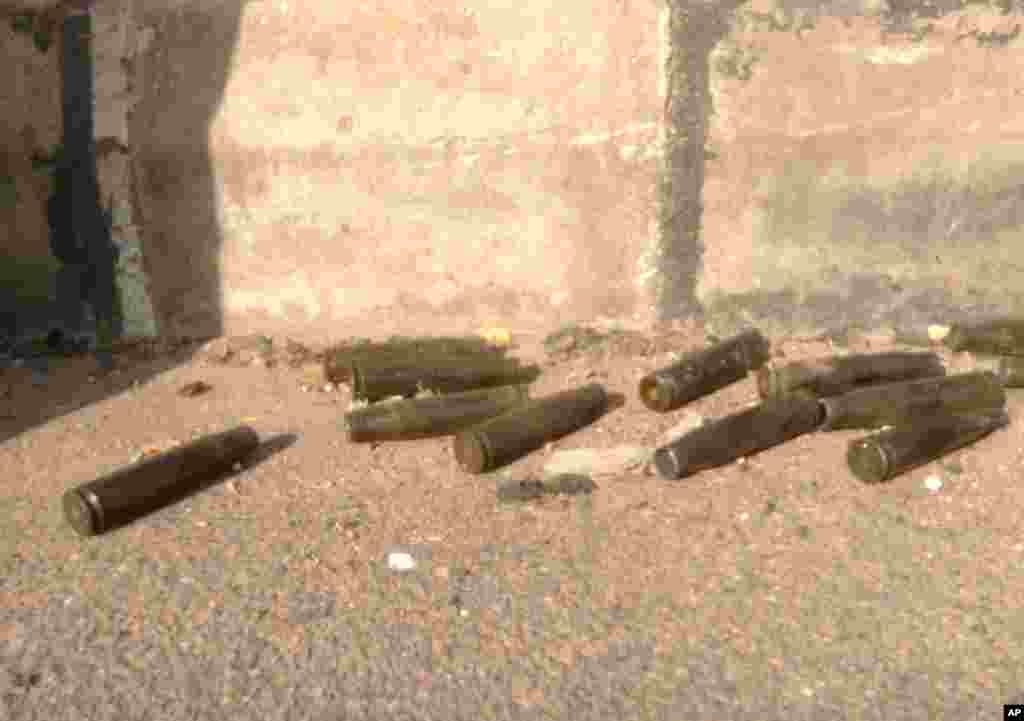 Empty shells used by Boko Haram militants lie on the ground near an Air Force base in Maiduguri.